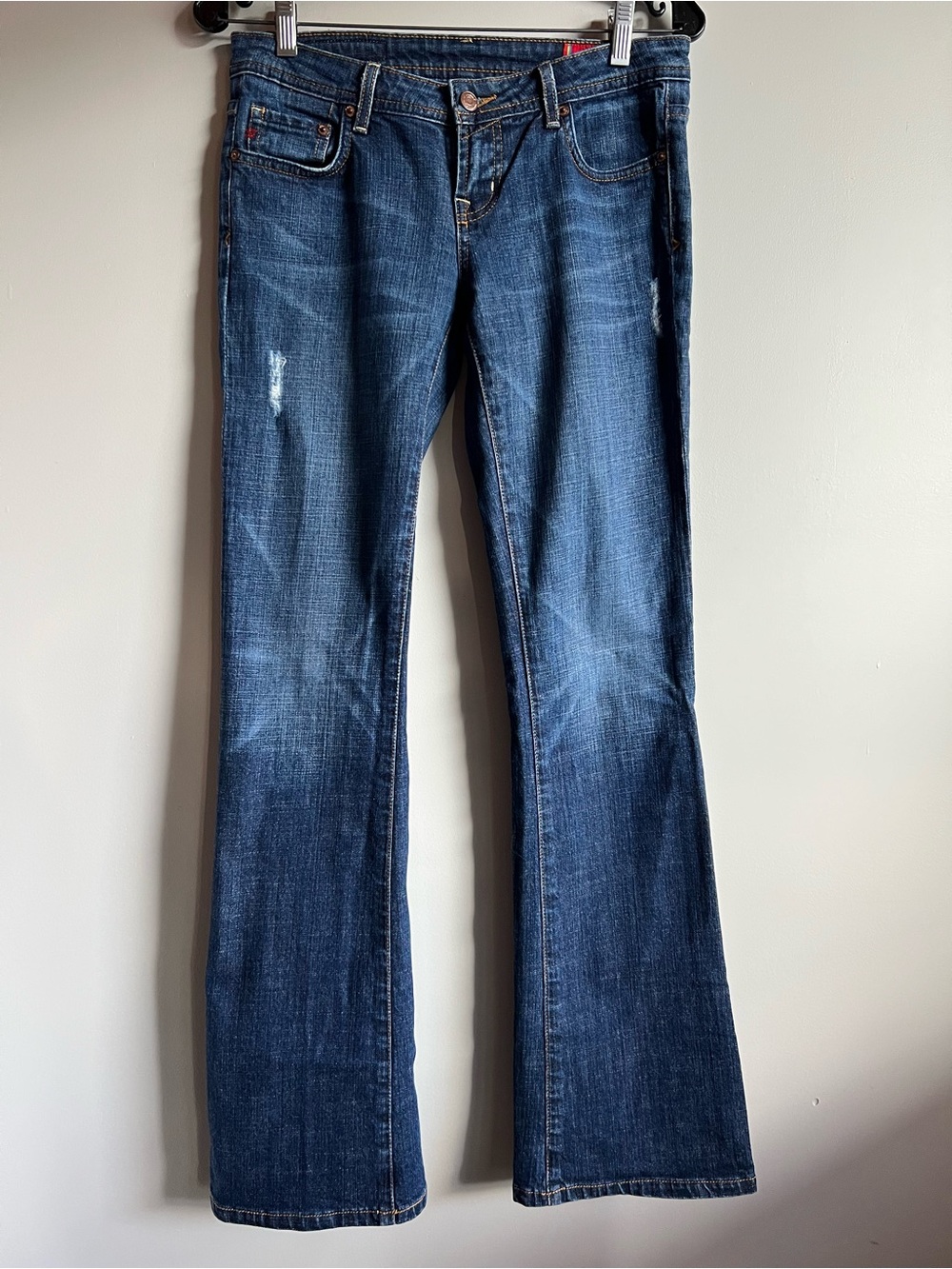 Seven7 Premium Denim Bootcut Jeans Size 28 Medium Wash Distressed Stretch